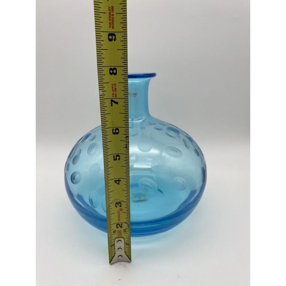 Crate & Barrel Light BlueGlass Vase Krosno Poland Morocco Thumb Print 8